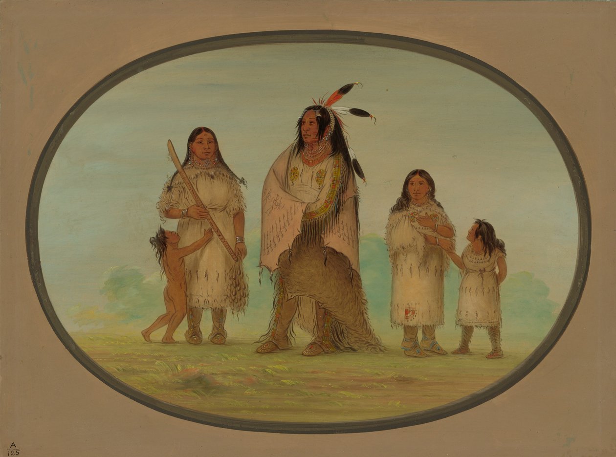 Assinneboine Warrior ja hänen perheensä, 18611869. tekijältä George Catlin