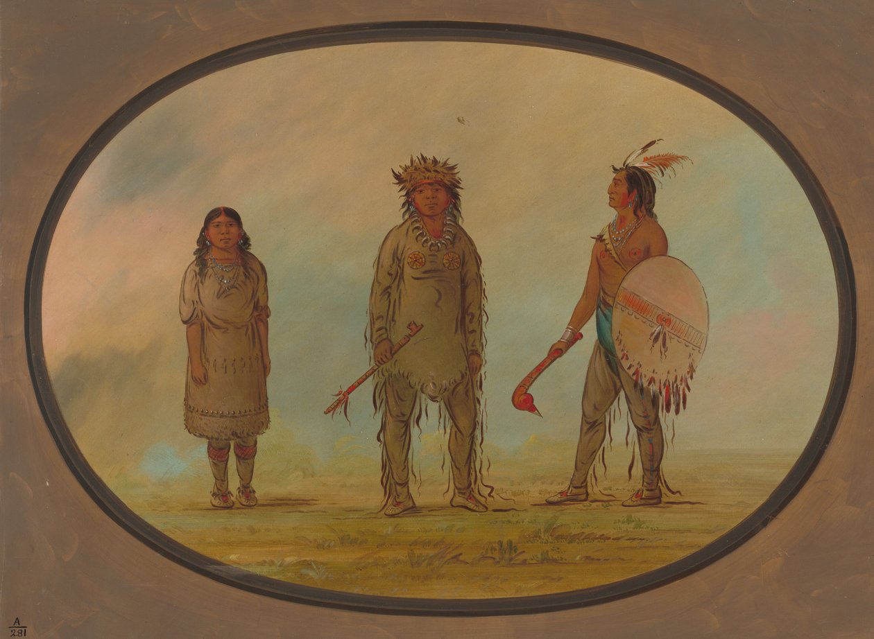 Athapasca-päällikkö, hänen vaimonsa ja soturi, 18551869. tekijältä George Catlin