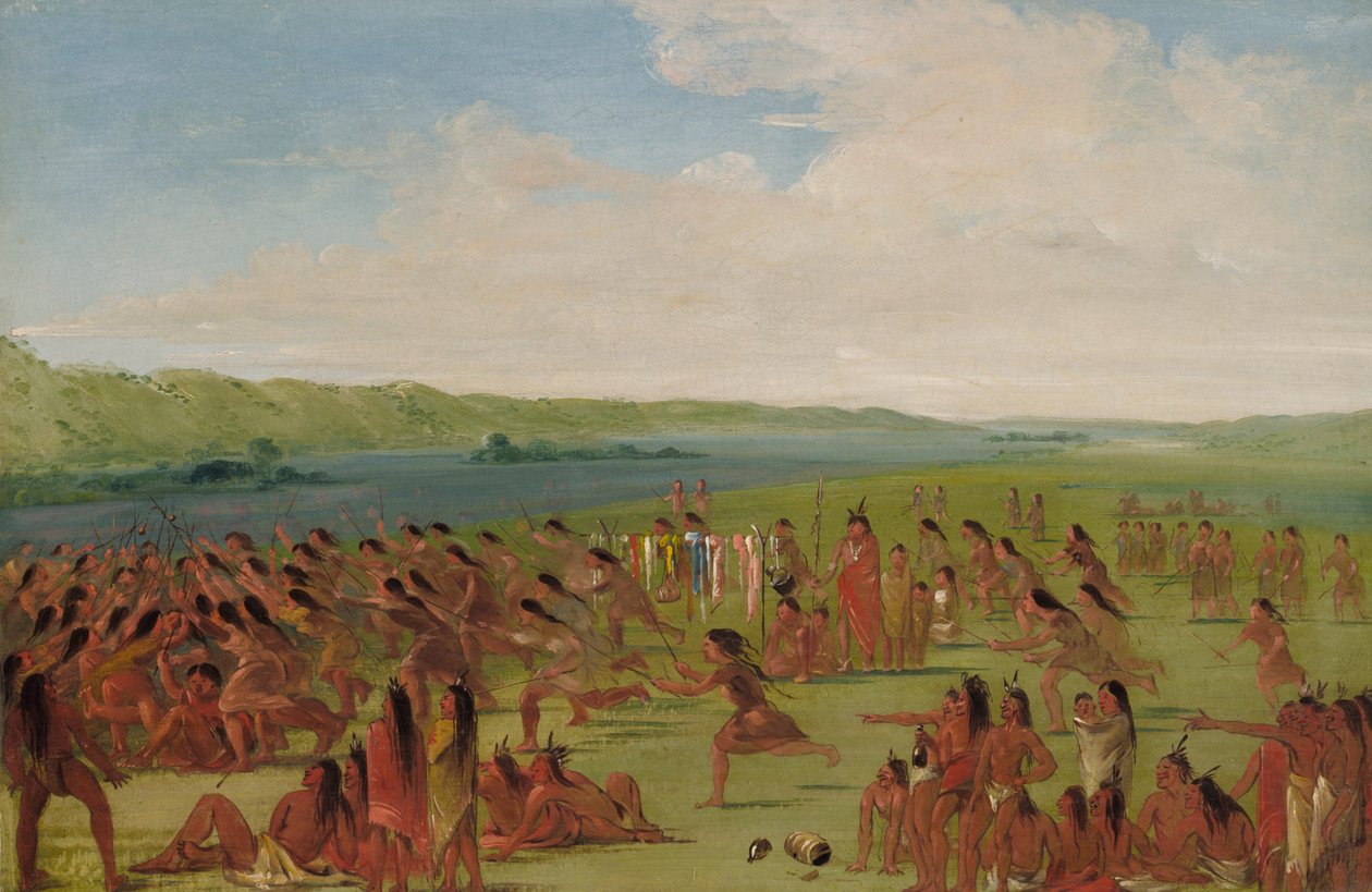 Naisten pallopeli, Prairie du Chien, 1835-1836. tekijältä George Catlin