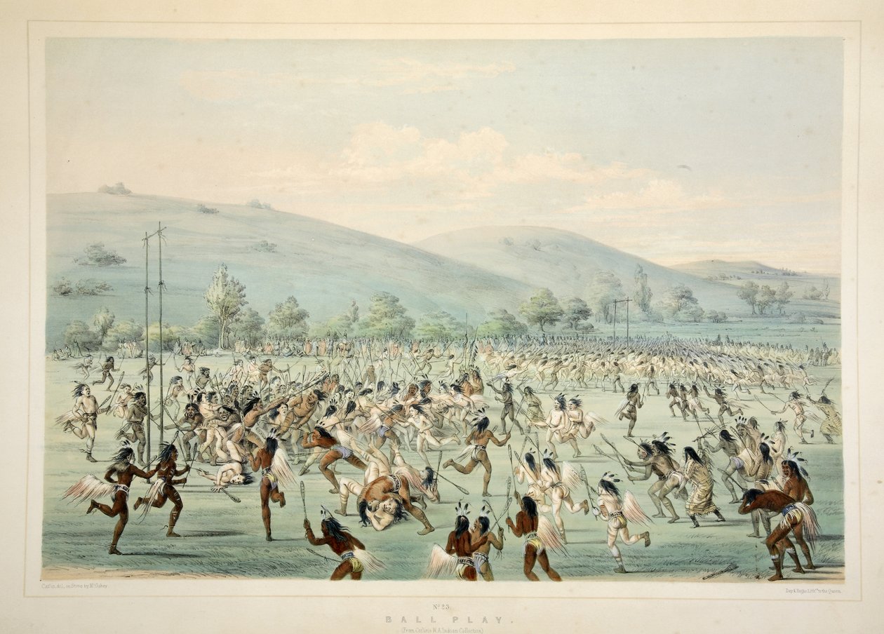 Pallopeli, Catlins North American Indian Portfoliosta. Metsästyskohtauksia ja huvituksia Kalliovuorista ja Amerikan preeriasta, pubi. 1845 tekijältä George Catlin