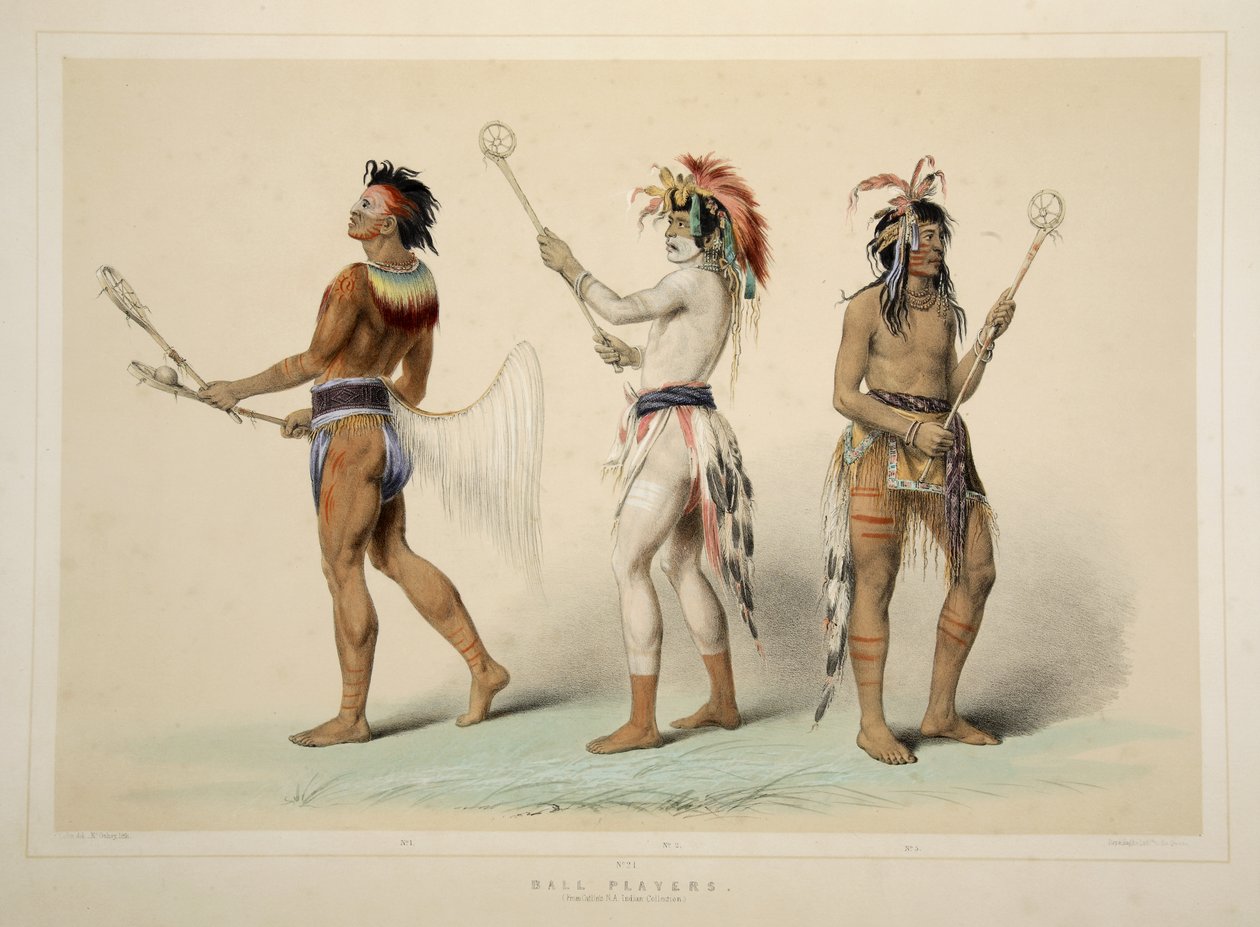 Pallopelaajat, Catlins North American Indian Portfoliosta. Metsästyskohtauksia ja huvituksia Kalliovuorista ja Amerikan preeriasta, pubi. 1845 tekijältä George Catlin