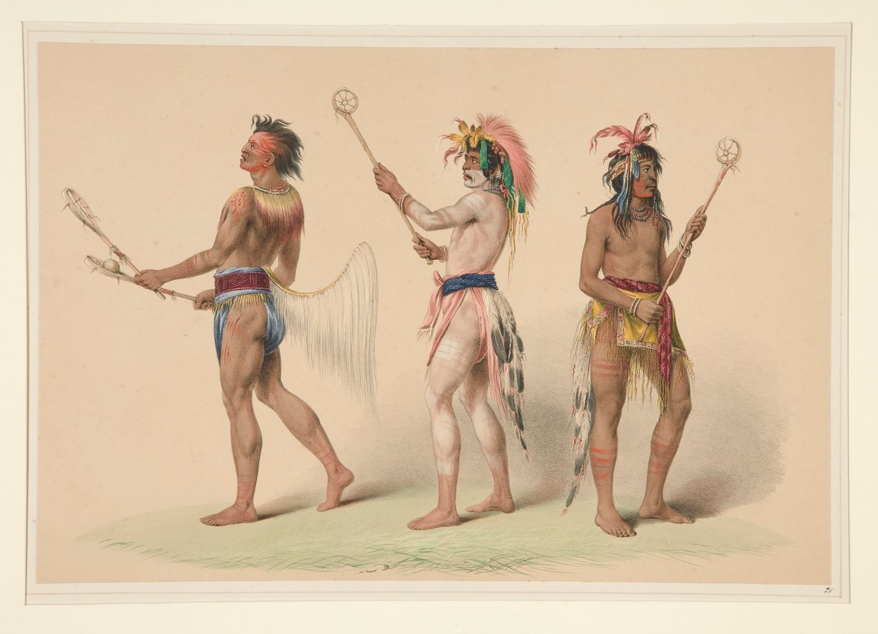 Pallopelaajat, pl. 21 Pohjois-Amerikan intiaaniportfoliosta tekijältä George Catlin
