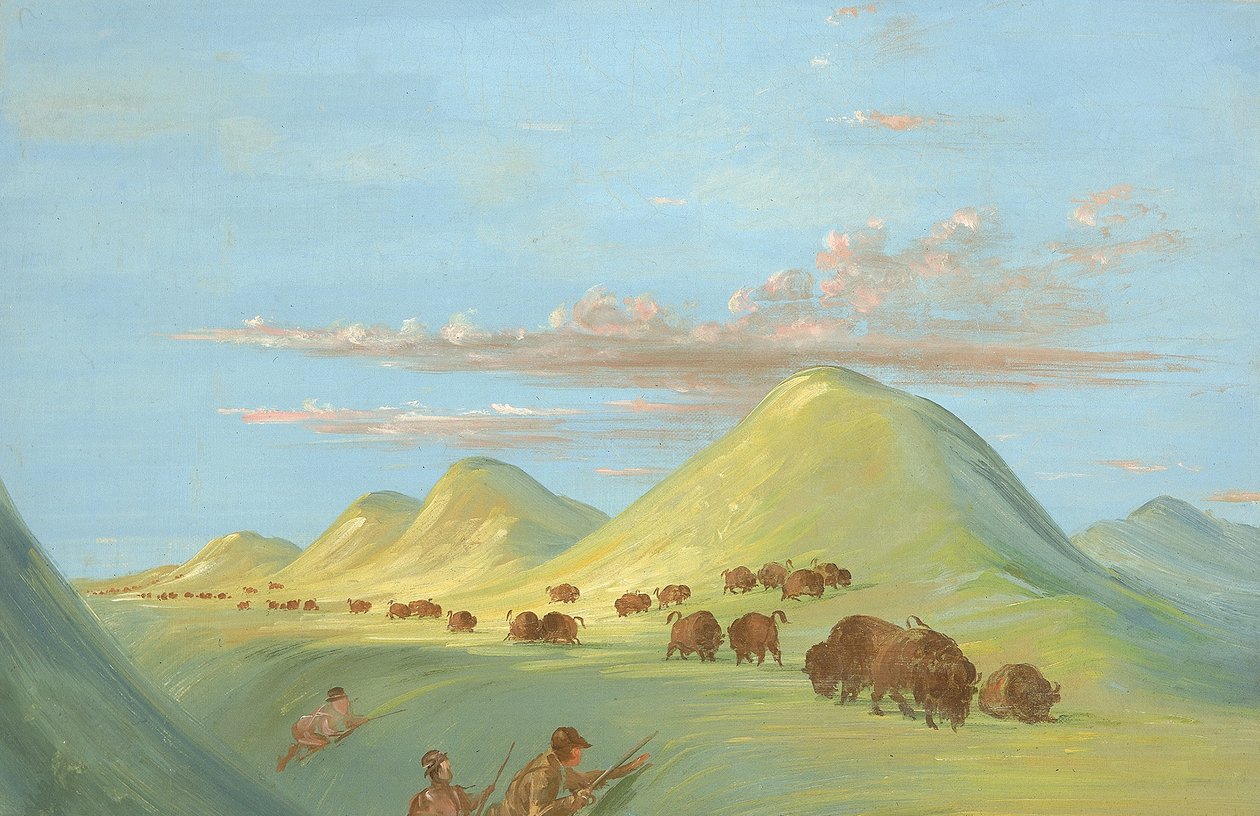 Batiste, Bogard ja minä lähestymässä Buffaloa Missourilla... tekijältä George Catlin