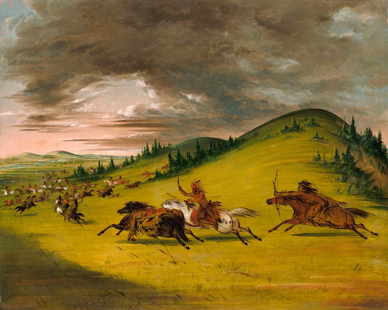Siouxin ja Sac and Foxin välinen taistelu tekijältä George Catlin