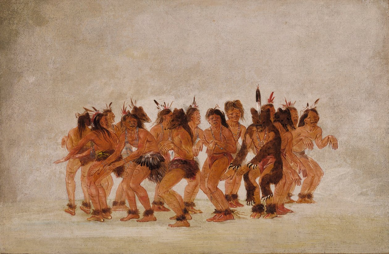 Karhutanssi, valmistautuminen karhujahtiin tekijältä George Catlin