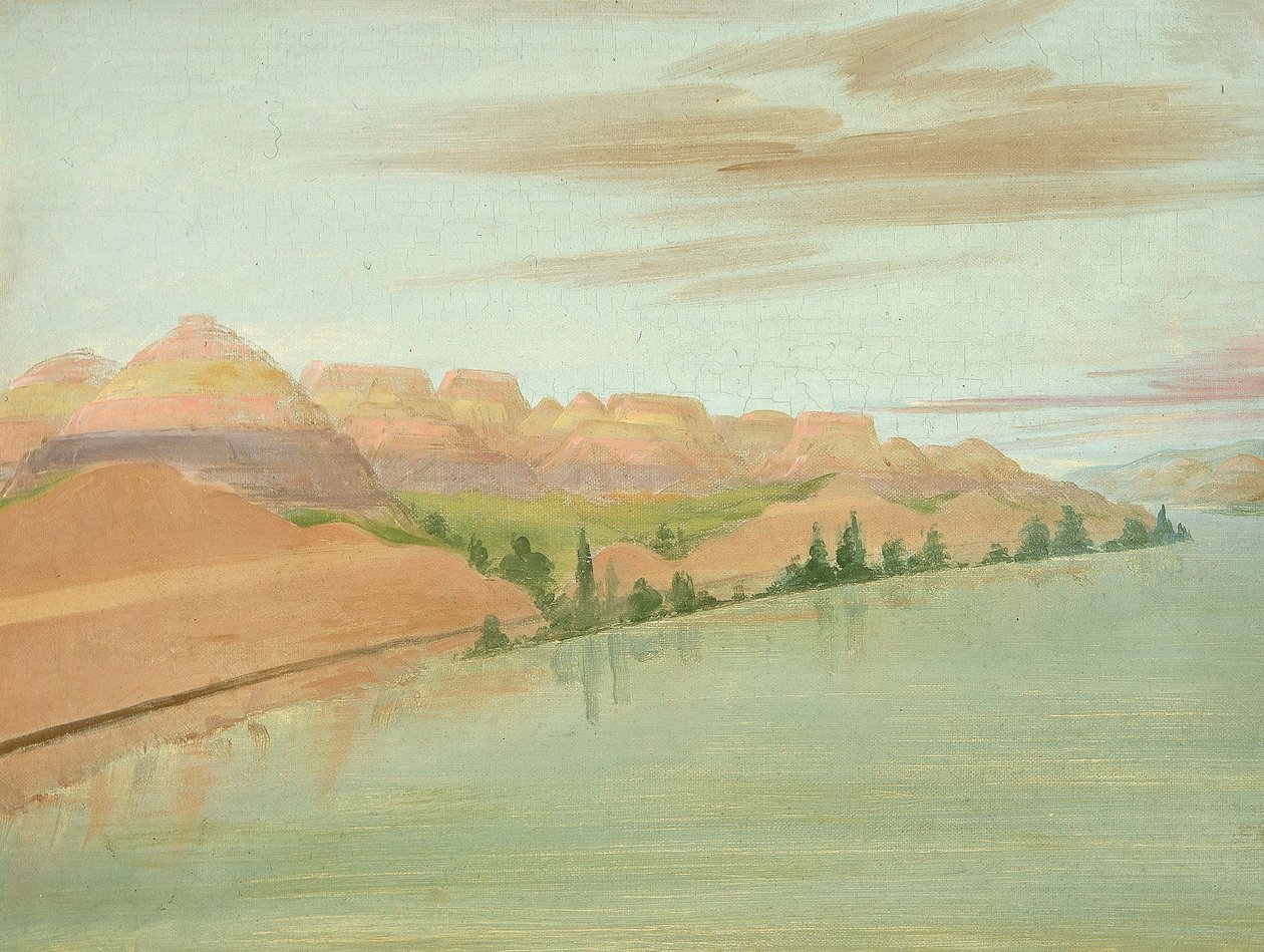 Kaunis Clay Bluffs, 1900 mailia St. Louisin yläpuolella tekijältä George Catlin