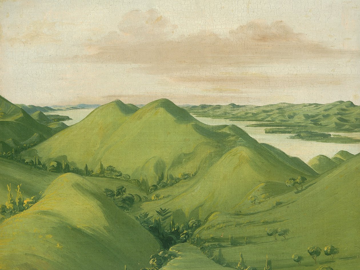 Kaunis Grassy Bluffs, 110 mailia St. Louisin yllä tekijältä George Catlin