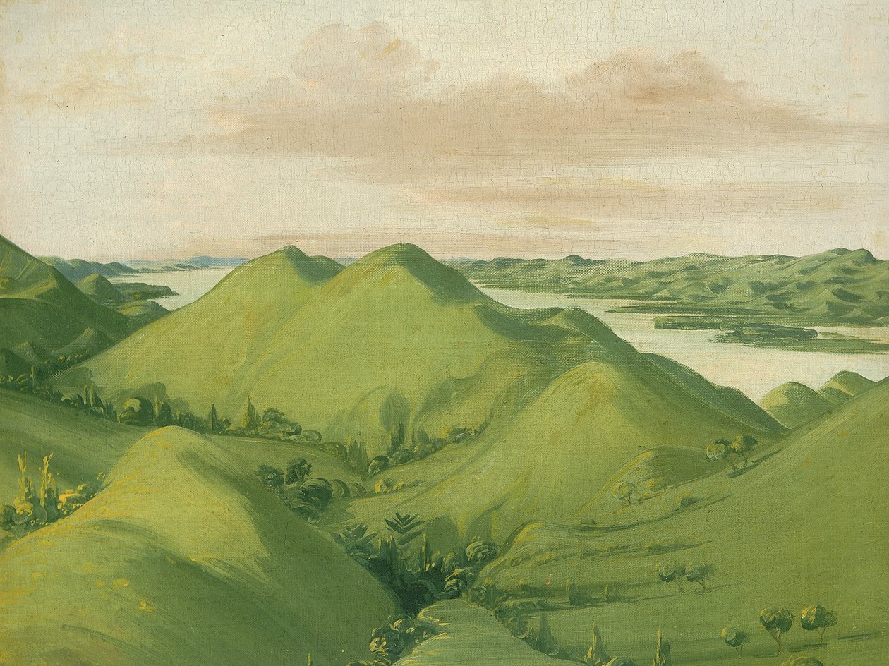 Kaunis Grassy Bluffs, 110 mailia St. Louisin yläpuolella, 1832. tekijältä George Catlin