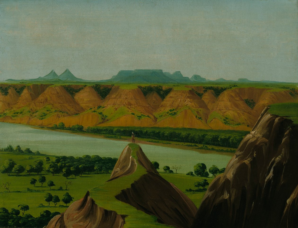 Big Bend Missourin yläjuoksulla, 1900 mailia St. Louisin yläpuolella. tekijältä George Catlin