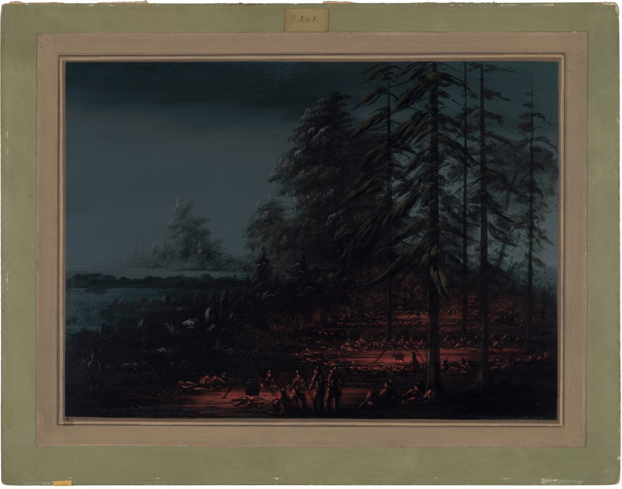 Sioux-sotajoukkojen biwakki tekijältä George Catlin