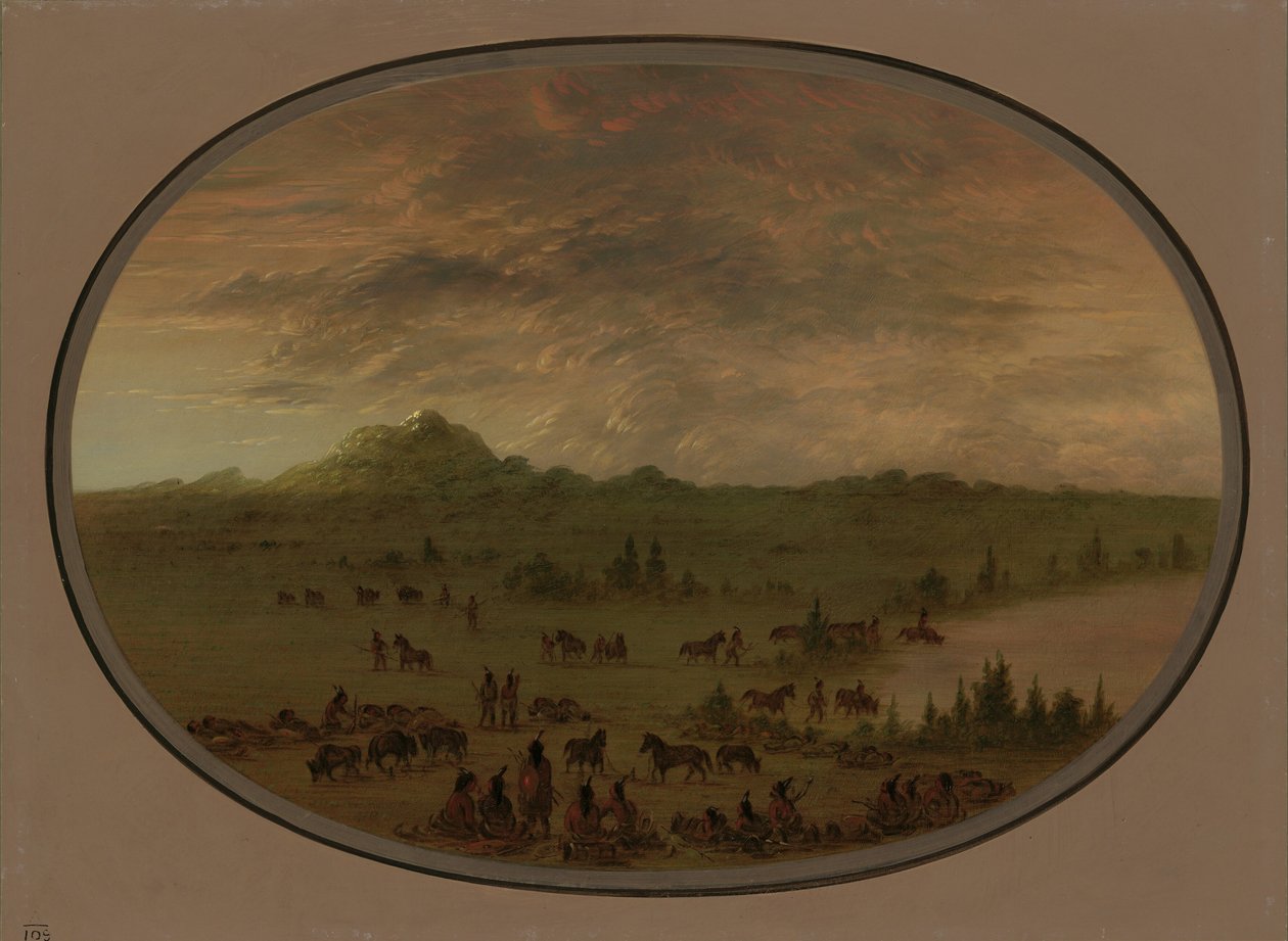 Sioux-sotabileet auringonnousussa, 18611869. tekijältä George Catlin