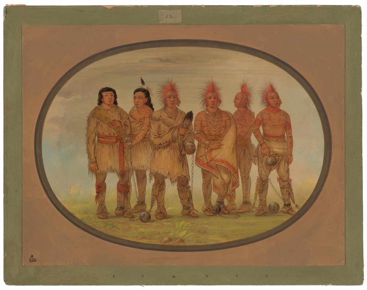 Black Hawk ja viisi muuta Saukien vankia tekijältä George Catlin