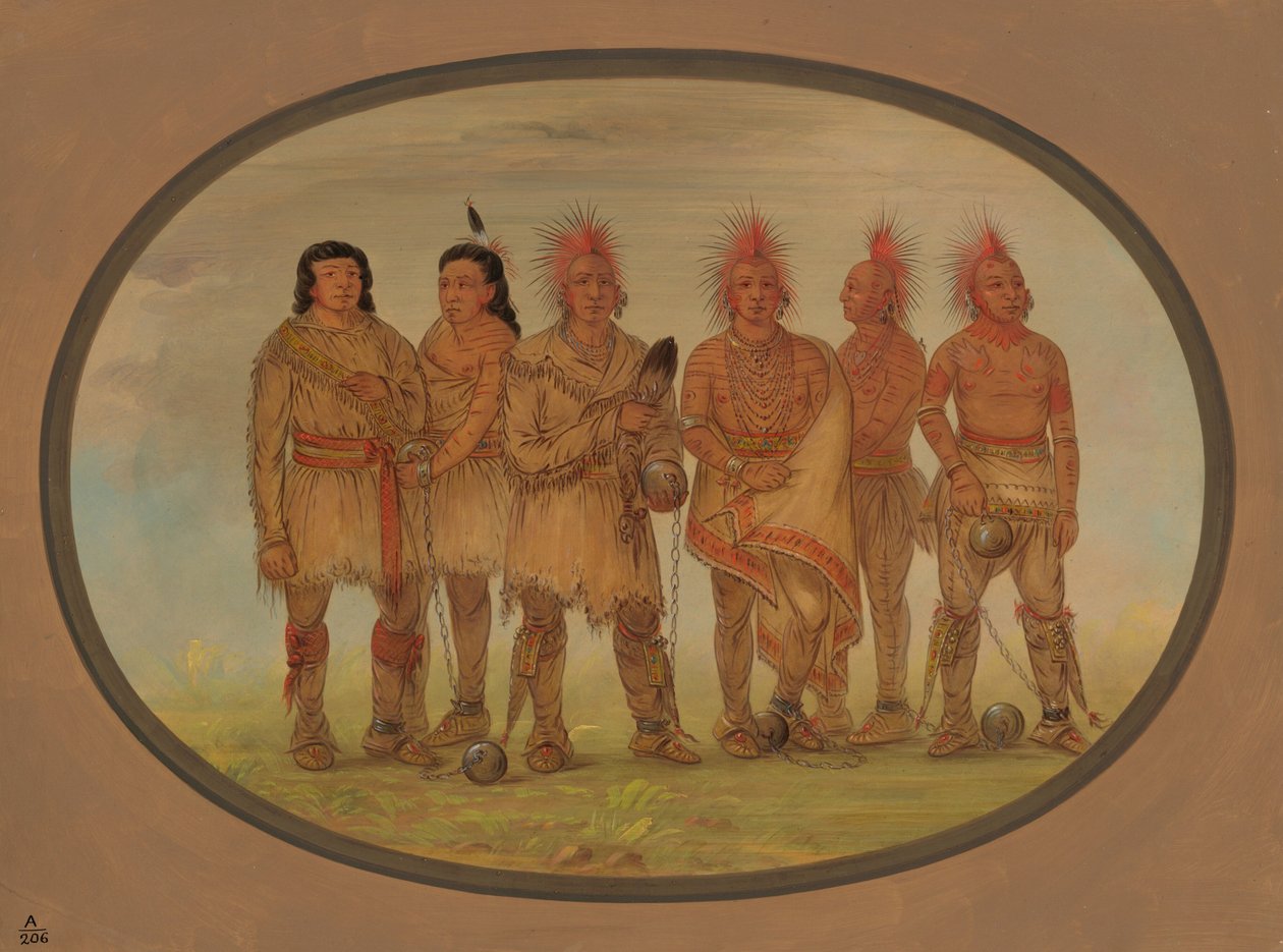 Black Hawk ja viisi muuta Saukien vankia, 18611869. tekijältä George Catlin