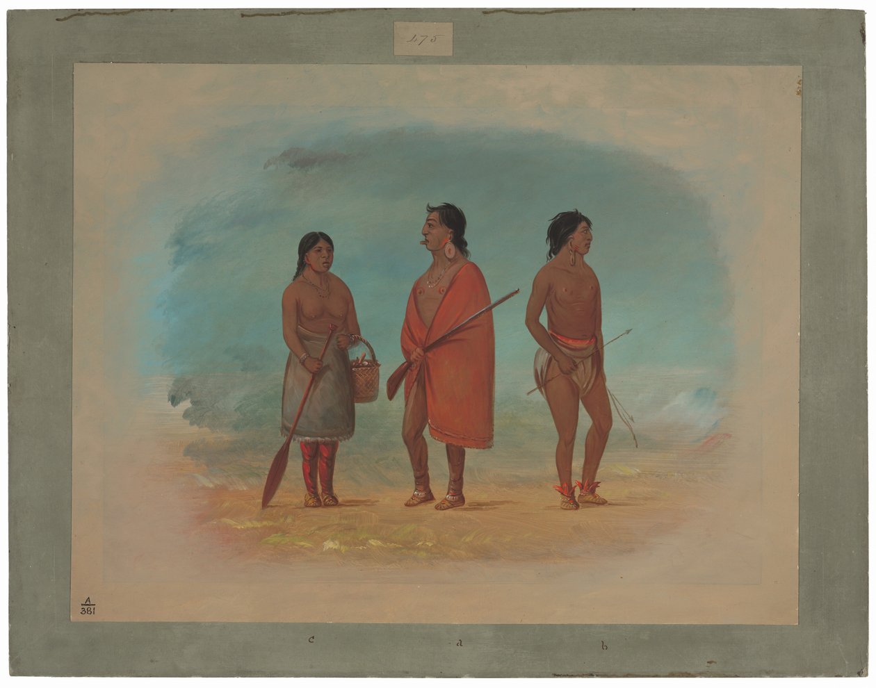 Botocudon päällikkö, hänen vaimonsa ja nuori mies tekijältä George Catlin