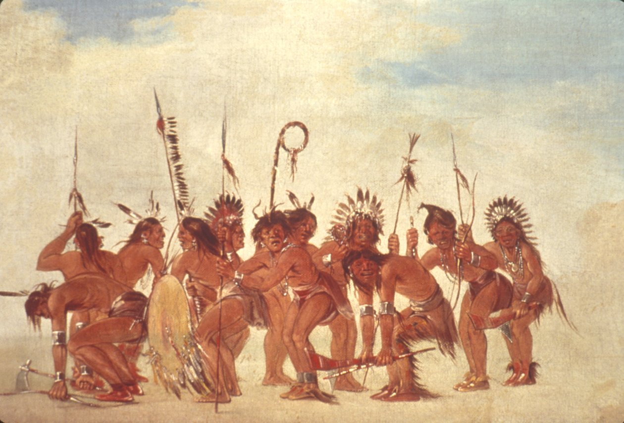 Bravesin tanssit Fort Snellingissä tekijältä George Catlin