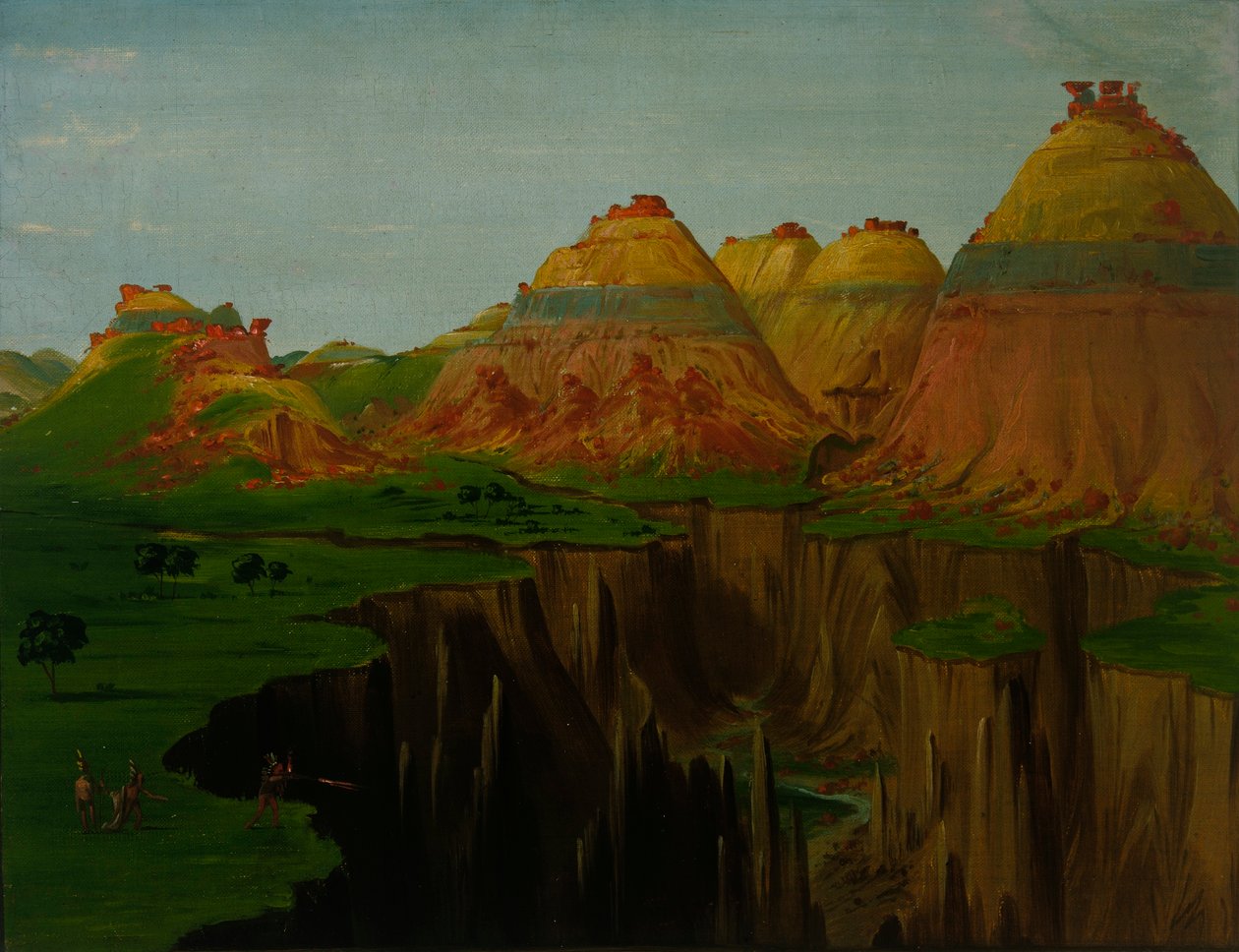 "Brick Kilns", Clay Bluffs 1900 mailia St. Louisin yläpuolella... tekijältä George Catlin