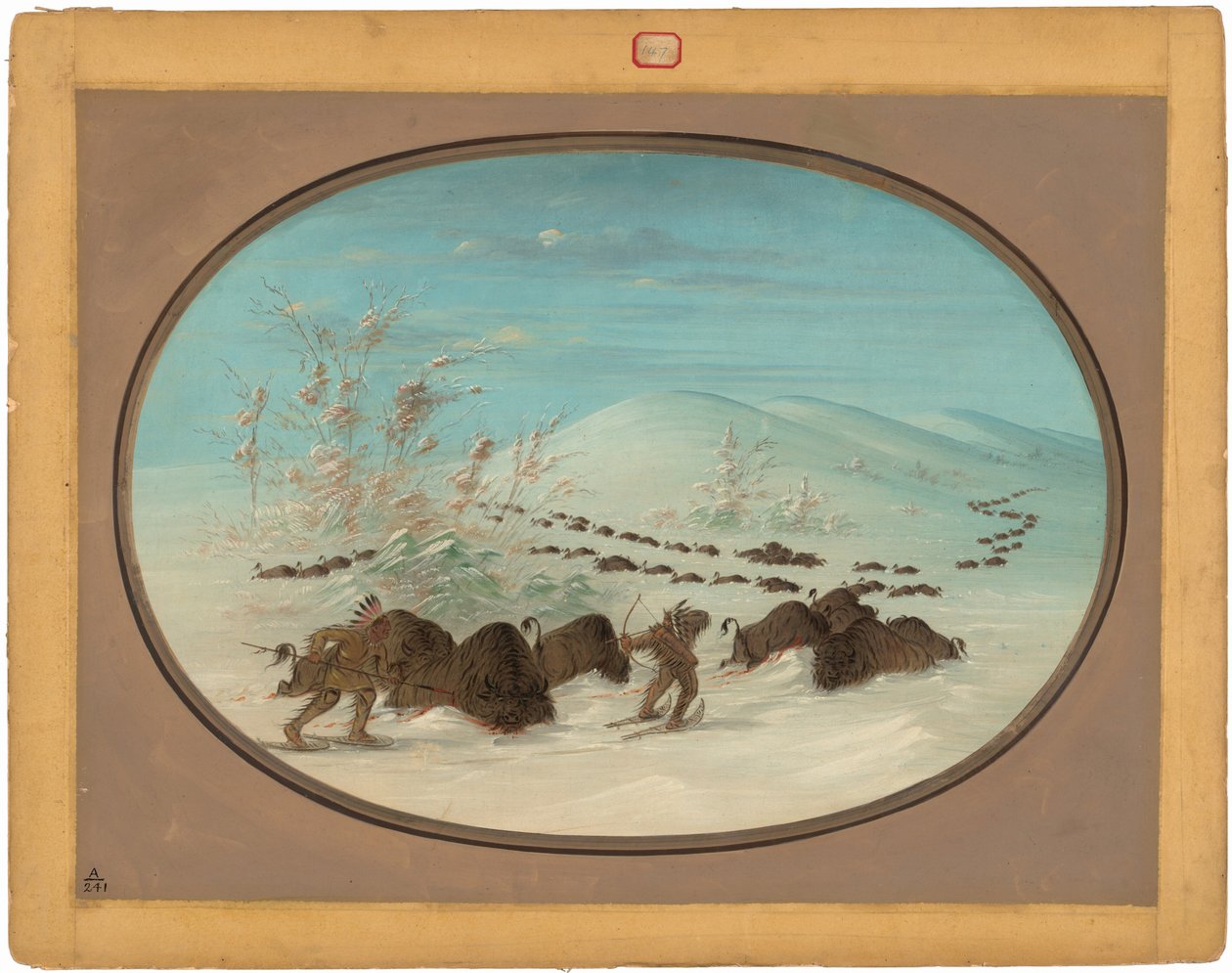 Buffalo Chase lumen ajossa - Ojibbeway tekijältä George Catlin
