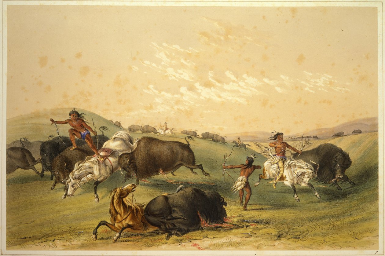 Buffalo Hunt: Lukuisa ryhmä tekijältä George Catlin