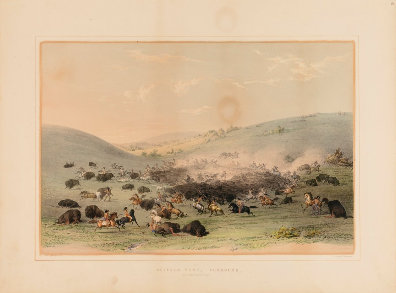 Buffalo Hunt Surround--no. 9 tekijältä George Catlin