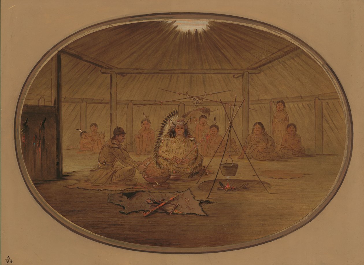 Catlinin juhlii mandanipäällikkö, 18611869. tekijältä George Catlin