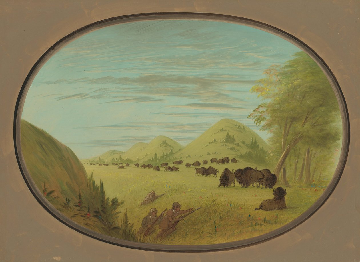 Catlin i dos companys disparant a Buffalo, 18611869. finlandès tekijältä George Catlin