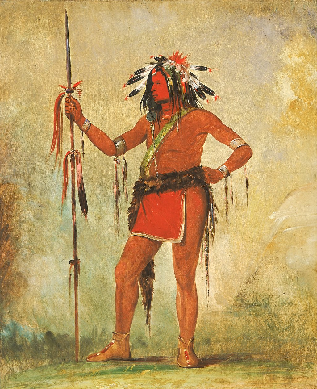 Cáh-be-múb-bee, Hän, joka istuu kaikkialla, rohkea, 1835. tekijältä George Catlin