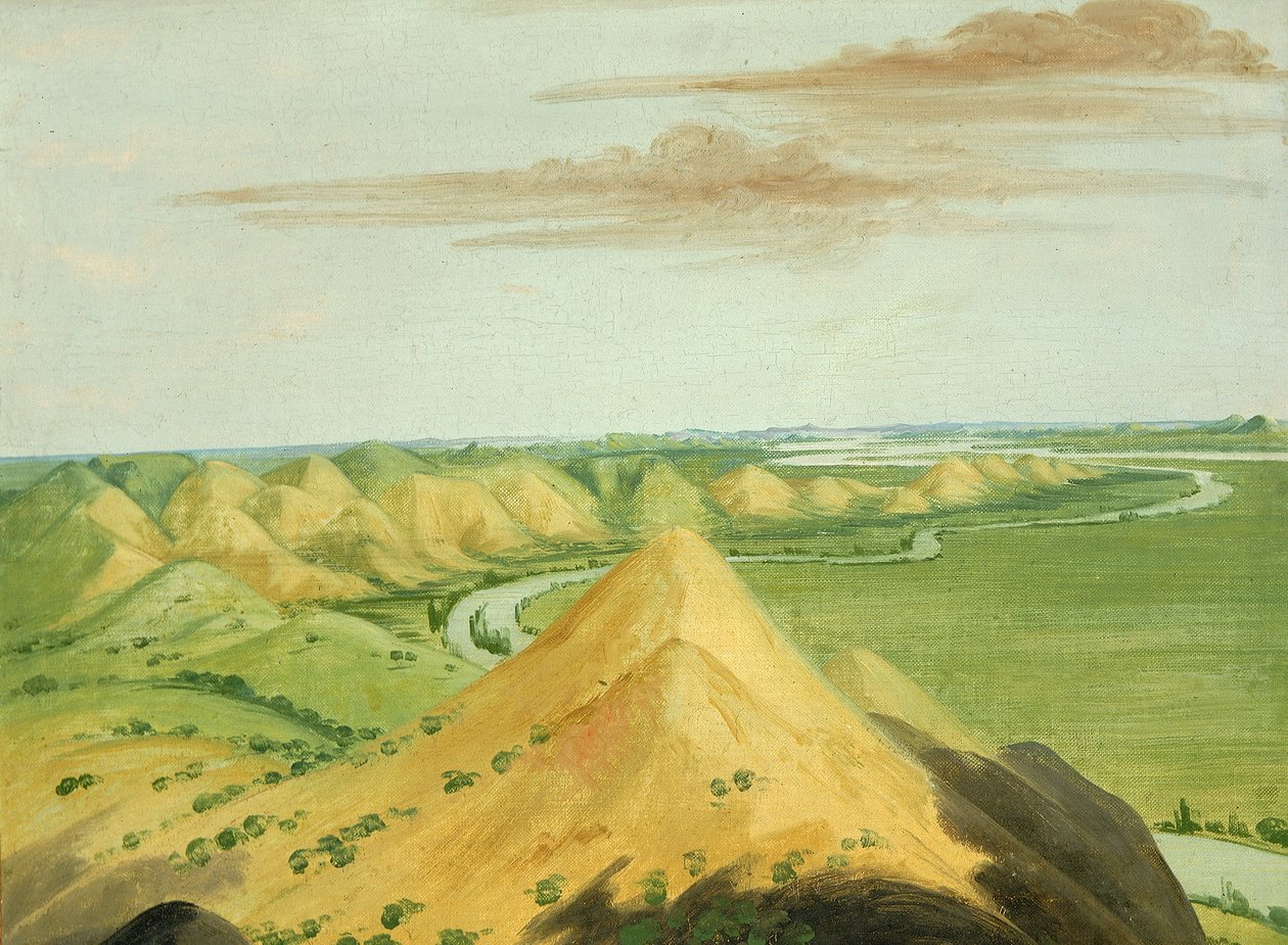 Clay Bluffs, 20 mailia mandanien yläpuolella, 1832. tekijältä George Catlin