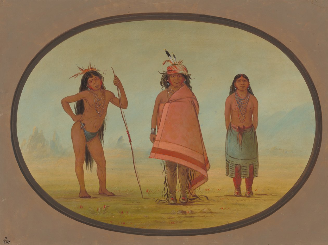 Cochimteen päällikkö, hänen vaimonsa ja soturi, 18551869. tekijältä George Catlin