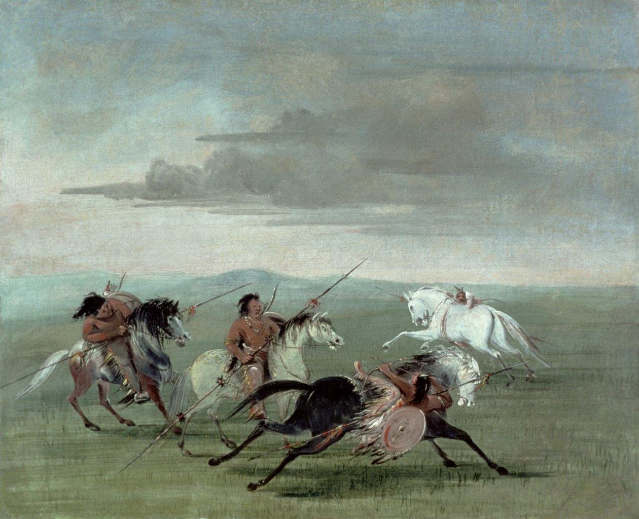 Comanche-ottelut kamppailun ratsastustaidosta tekijältä George Catlin