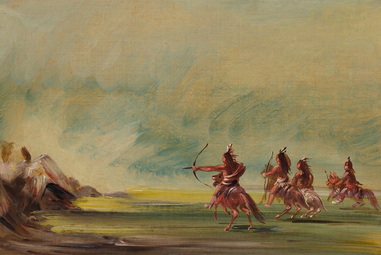 Comanche antamassa nuolia Medicine Rockille tekijältä George Catlin