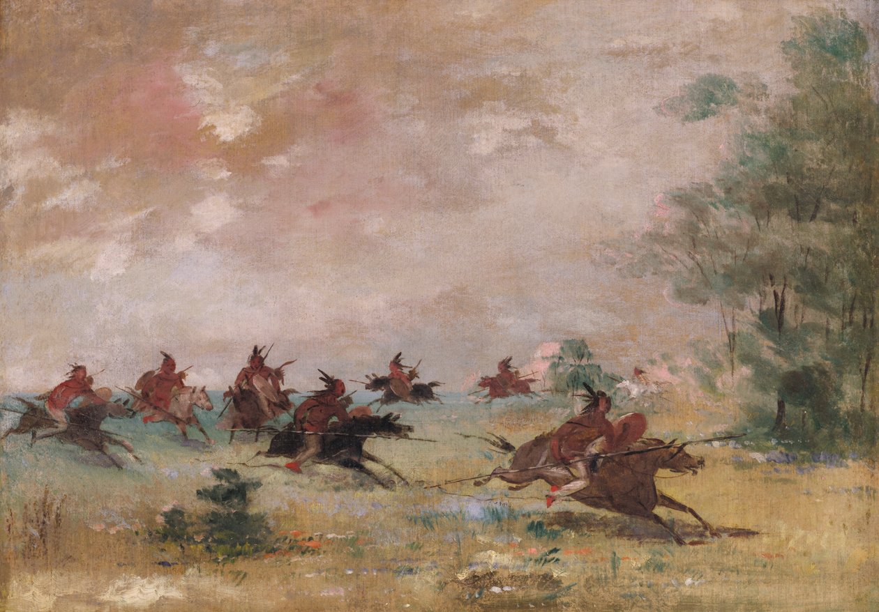 Comanche-sotajuhla, Villihevosten selässä, 1834-1837. tekijältä George Catlin