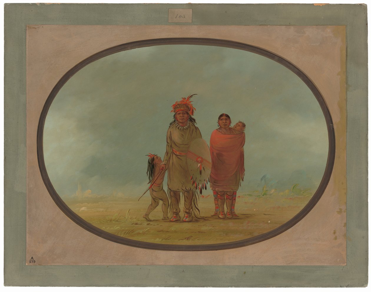 Kuparipäällikkö, hänen vaimonsa ja lapsensa tekijältä George Catlin