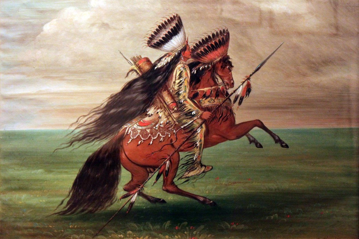 Varis intiaani "Hän, joka hyppää kaiken yli" tekijältä George Catlin