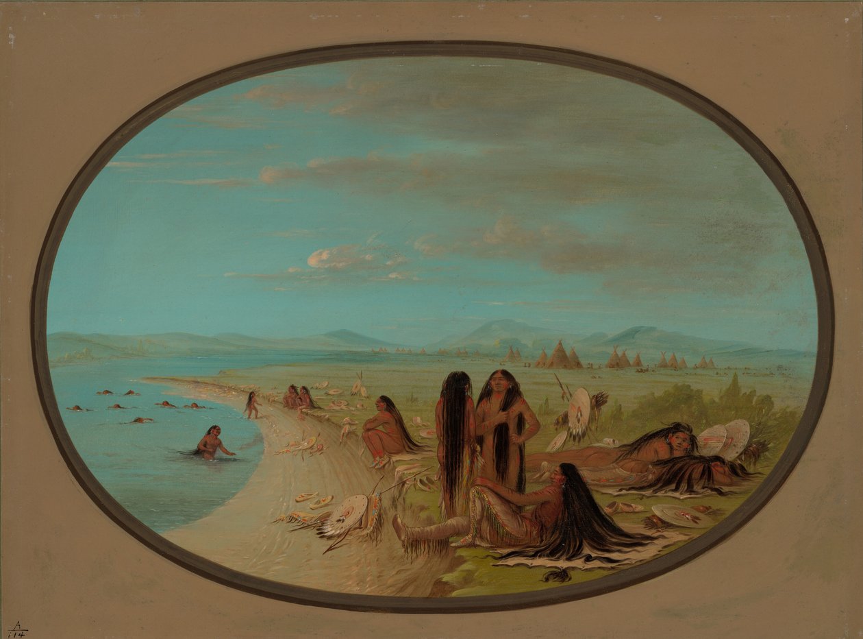 Crow Warriors Bathing, 18611869. tekijältä George Catlin
