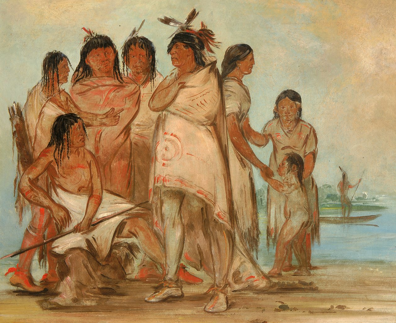 Du-cór-re-a, heimon päällikkö, ja hänen perheensä tekijältä George Catlin