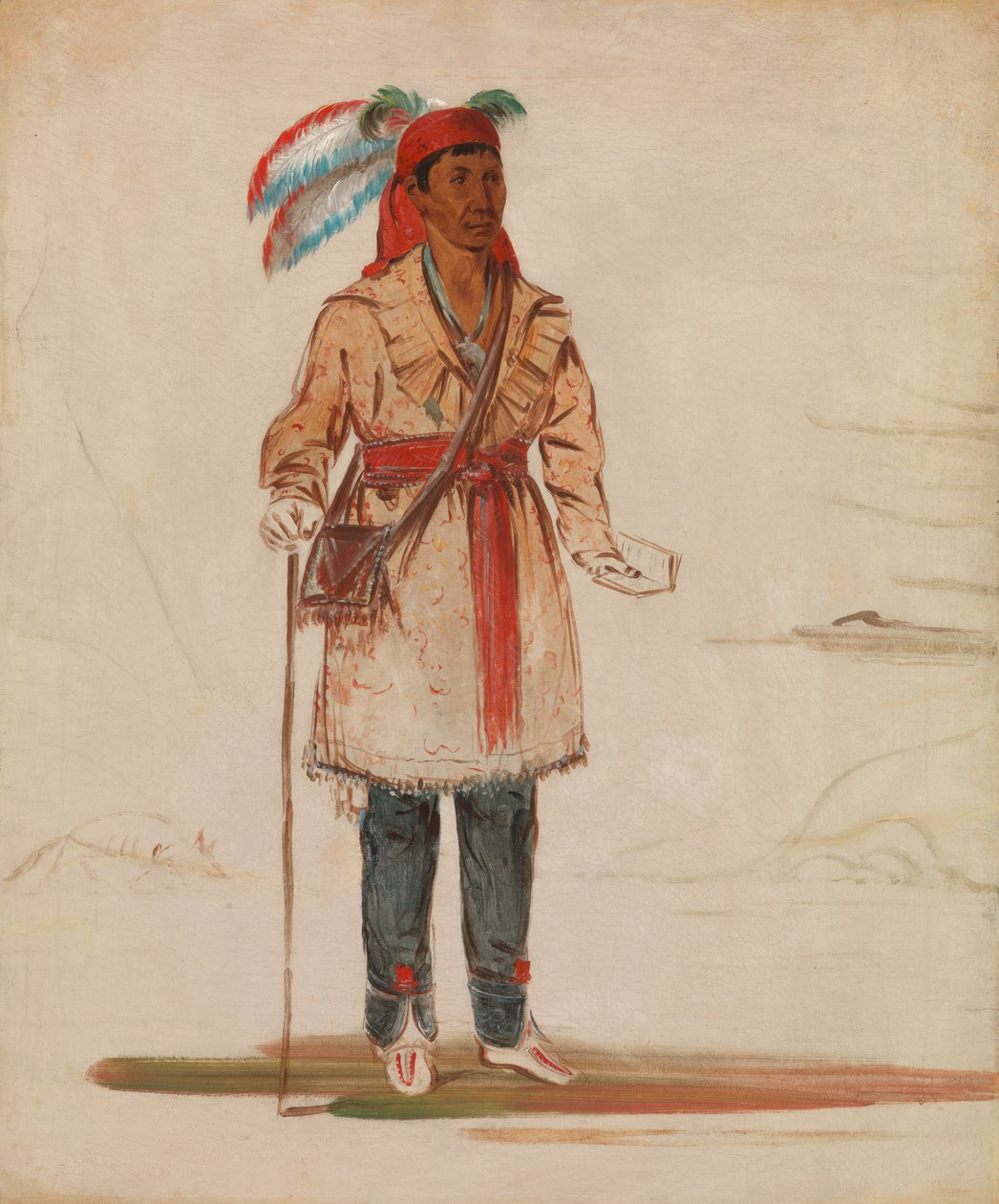 Ee-tów-o-kaum, Molemmin puolin jokea, heimon päällikkö, 1836. tekijältä George Catlin