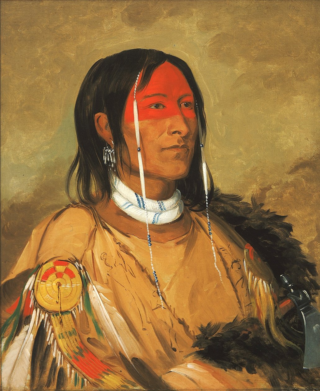 Eeh-tow-wées-ka-zeet, Hän, jolla on silmät takanaan (tunnetaan myös nimellä Broken Arm), eturivin urhea. tekijältä George Catlin