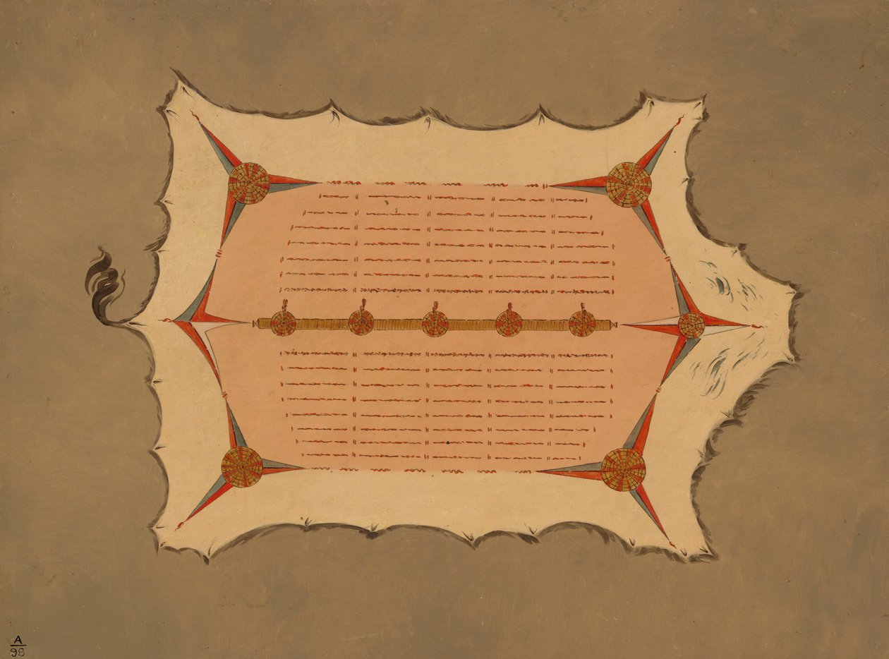Faksimile Sioux-viittasta, jossa on piikkikynät, 18611869. tekijältä George Catlin