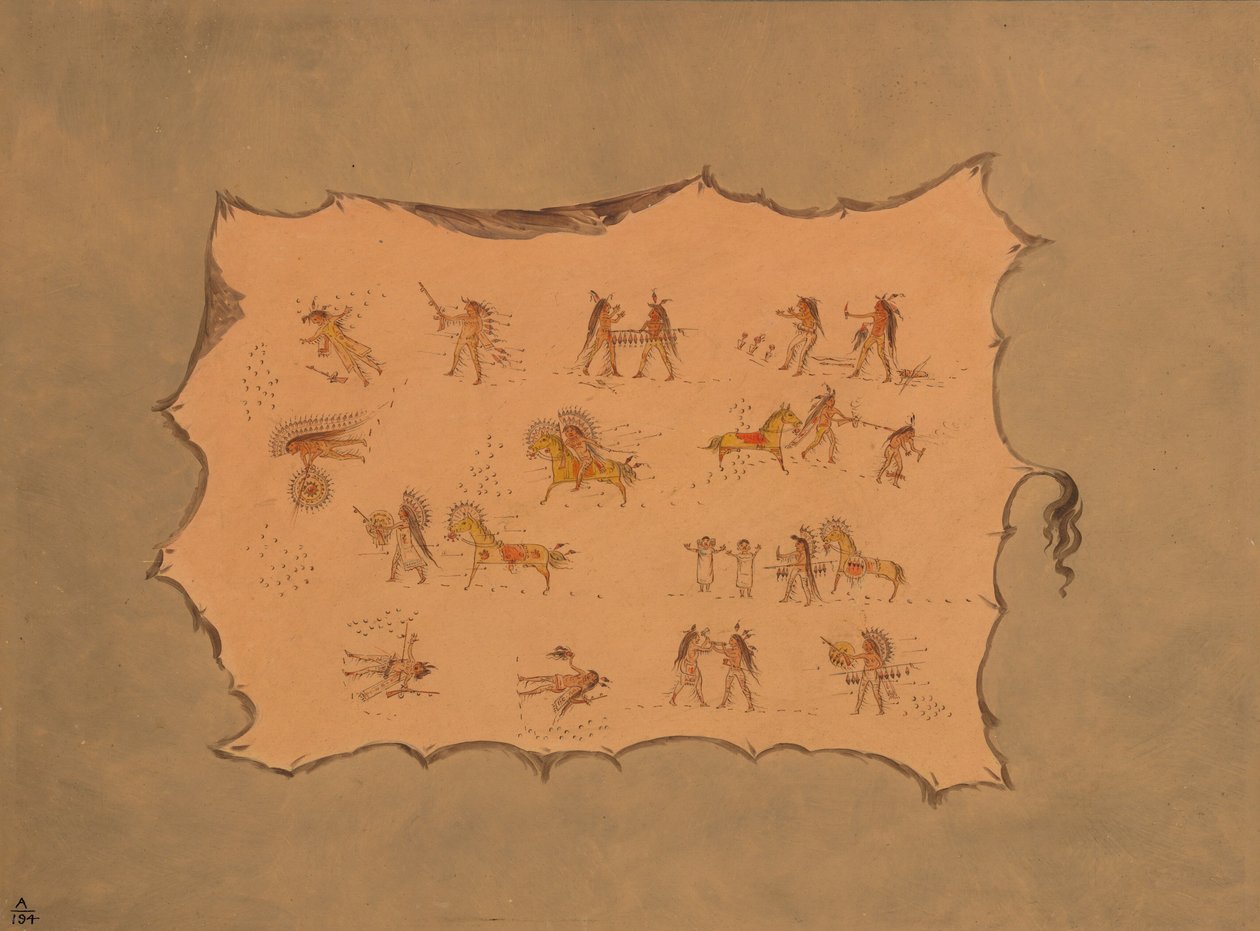 Faksimile Mah-to-toh-pan viittasta - Mandan, 18611869. tekijältä George Catlin