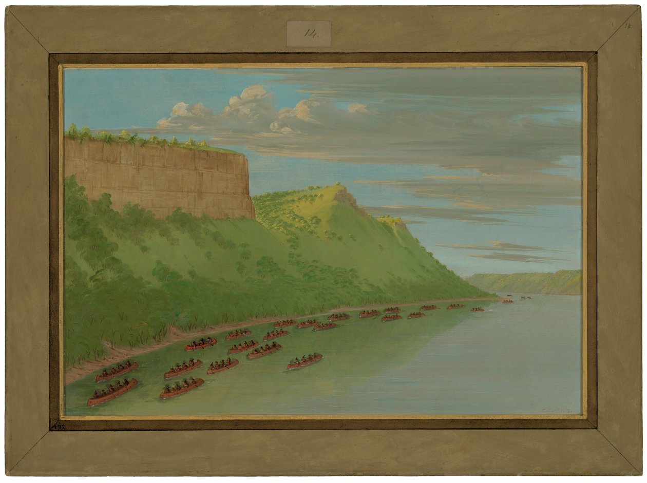Isä Hennepin ja seuralaiset ohittavat rakastajan harppauksen. huhtikuuta 1680 tekijältä George Catlin