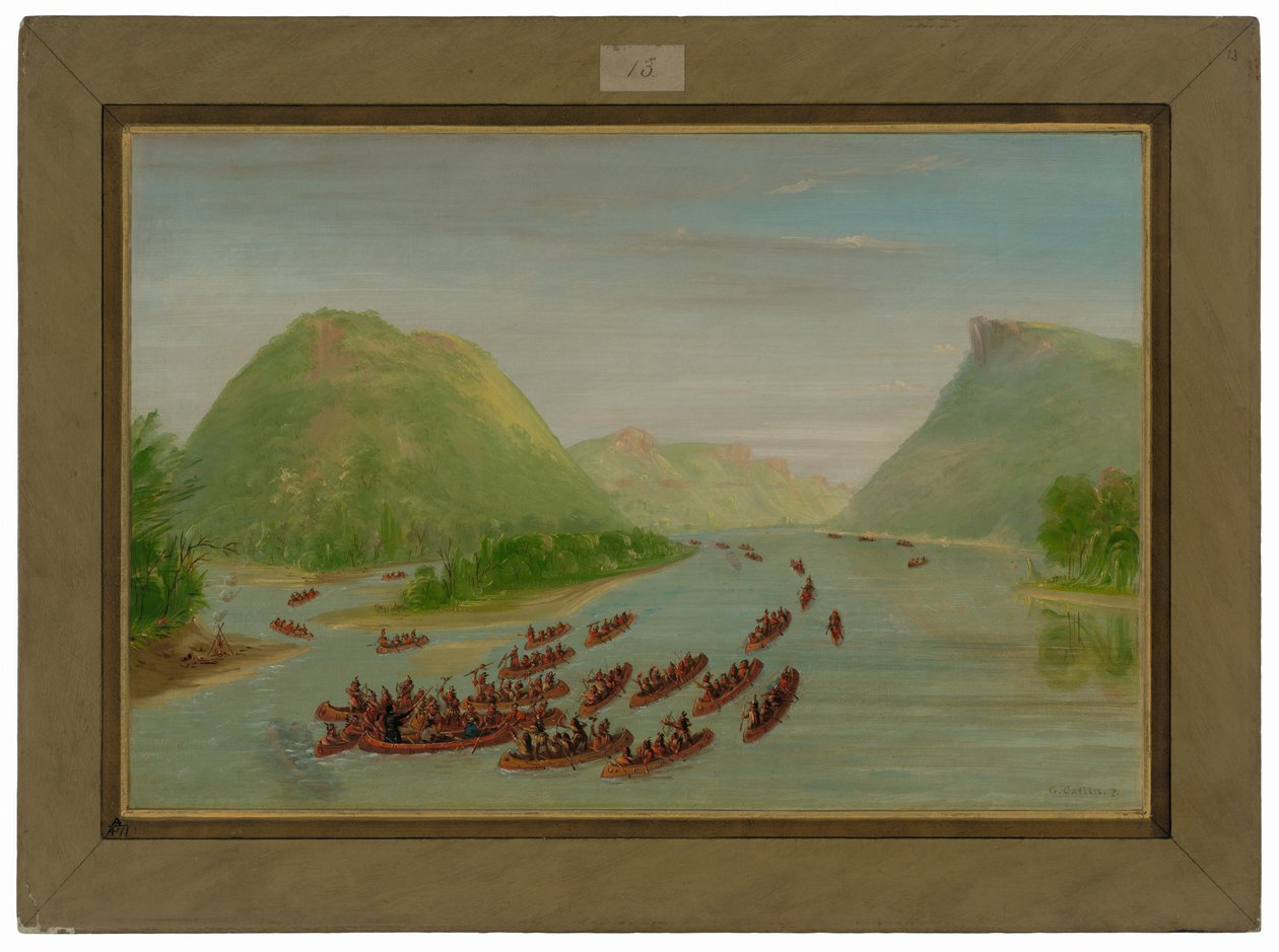 Siouxit ottavat isä Hennepinin ja kaksi kumppania vangeiksi. Huhtikuu 1680 tekijältä George Catlin