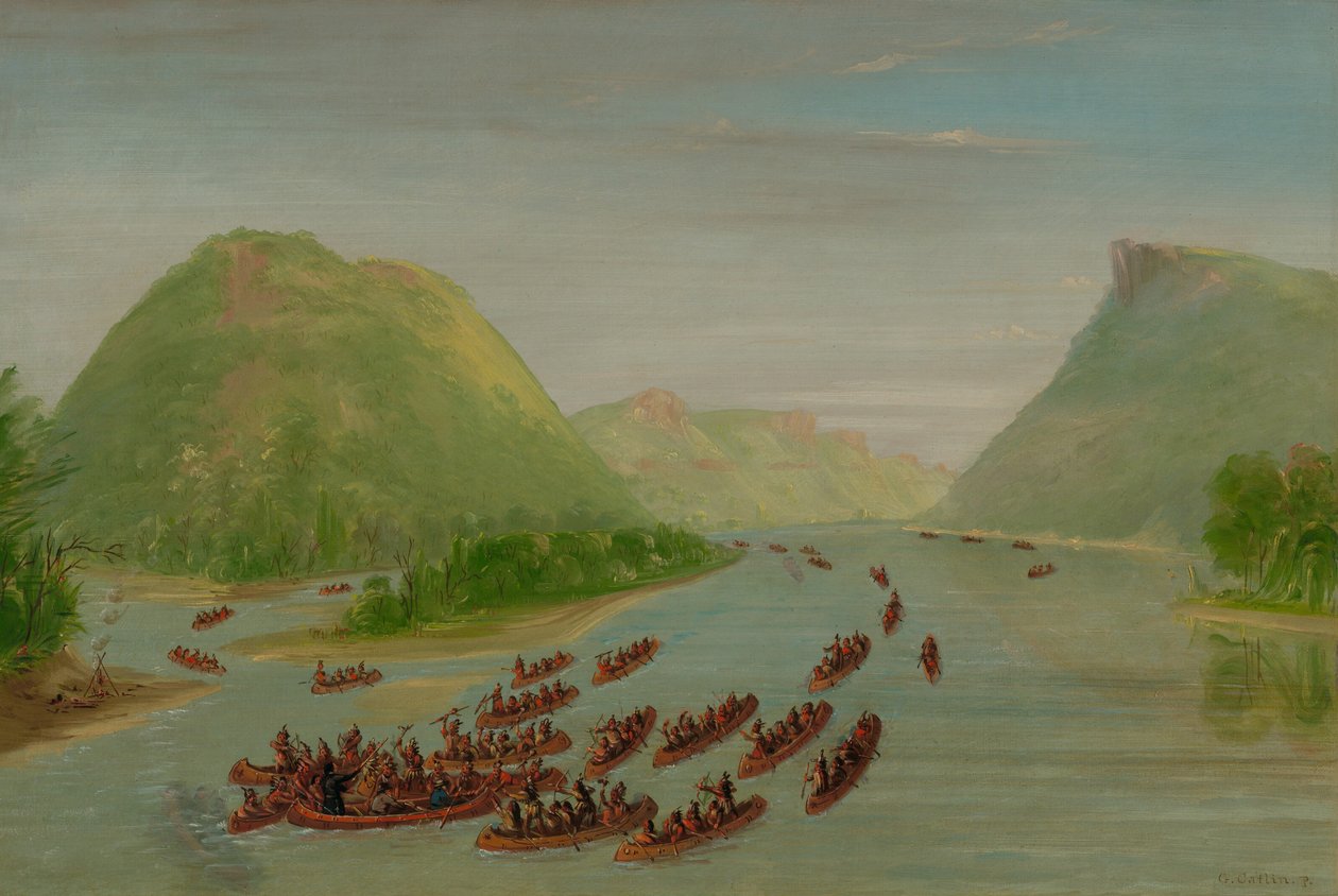 Isä Hennepin ja kaksi toveria joutuivat siuuksille vankeiksi. huhtikuuta 1680, 18471848. tekijältä George Catlin