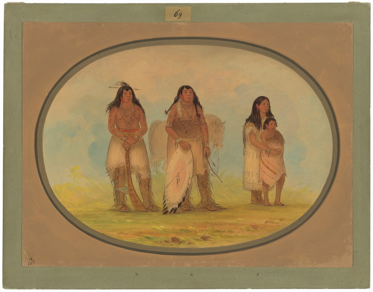 Neljä Kiowa-intiaania tekijältä George Catlin