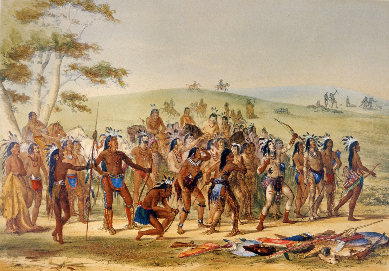Nuolen peli (väri litho) tekijältä George Catlin