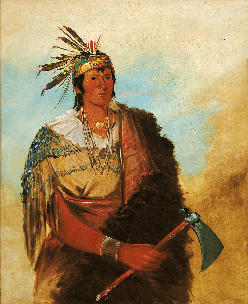 Go-to-ków-pah-ah, seisoo vierellä, arvostettu rohkea, tekijältä George Catlin