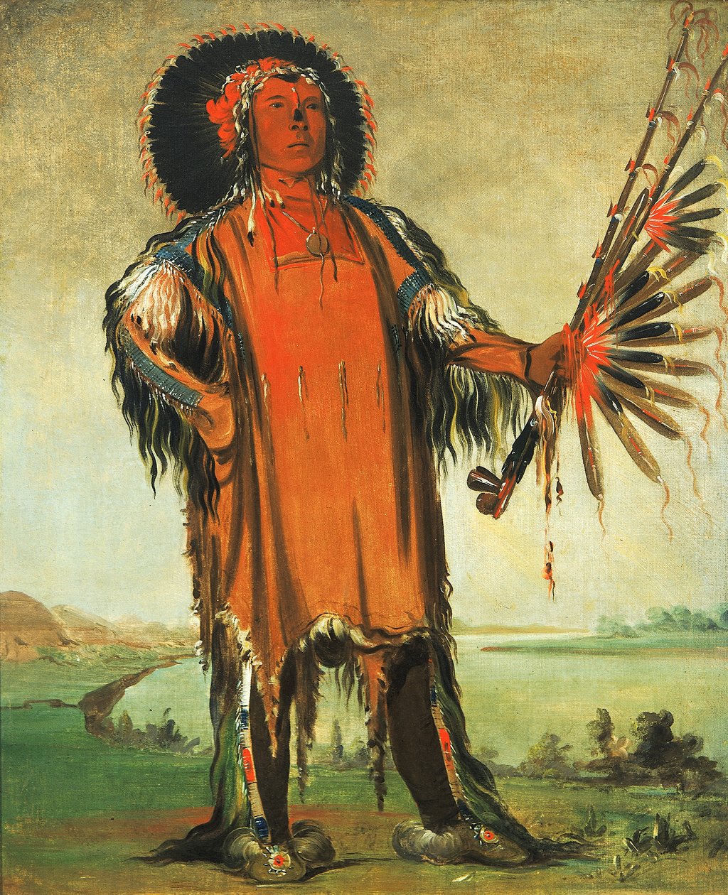 Ha-na-tá-nu-maúk, susipäällikkö, heimon päällikkö, 1832. tekijältä George Catlin