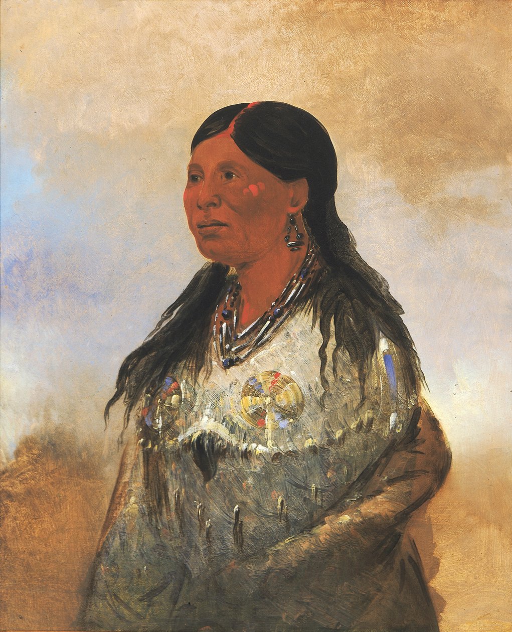 Hón-je-a-pút-o, karhunsieppaajan vaimo, 1832. tekijältä George Catlin