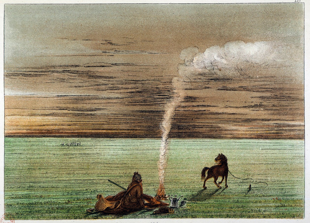 Amerikan intiaanit: Catlin on itse maalannut hevosensa Charleylla. Kuvitus George Catlin (1794-1872) tekijältä George Catlin
