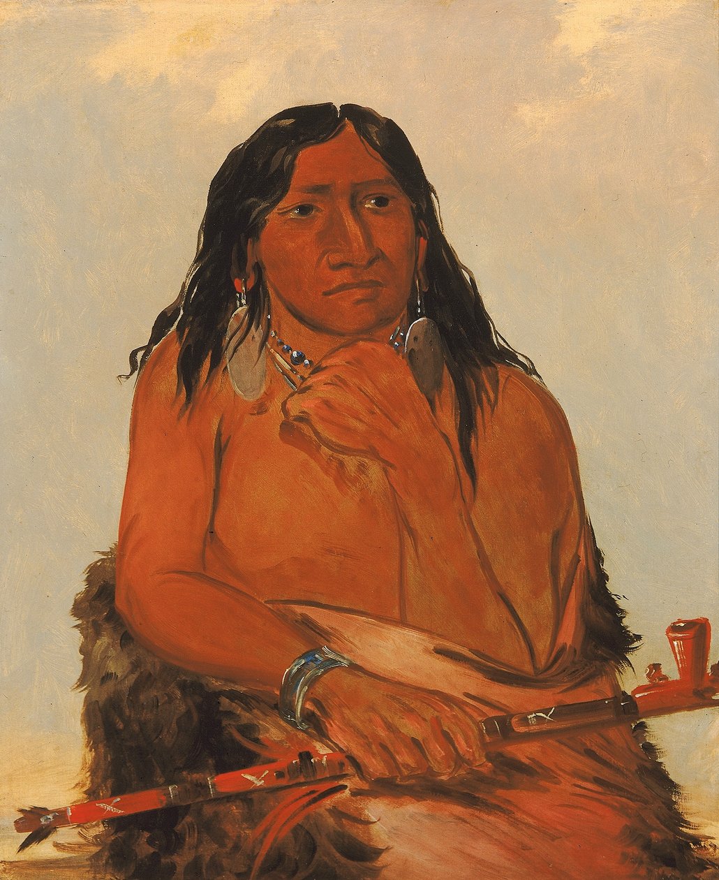 Is-sa-wáh-tám-ah, Susi sidottu hiuksiin, päällikkö tekijältä George Catlin