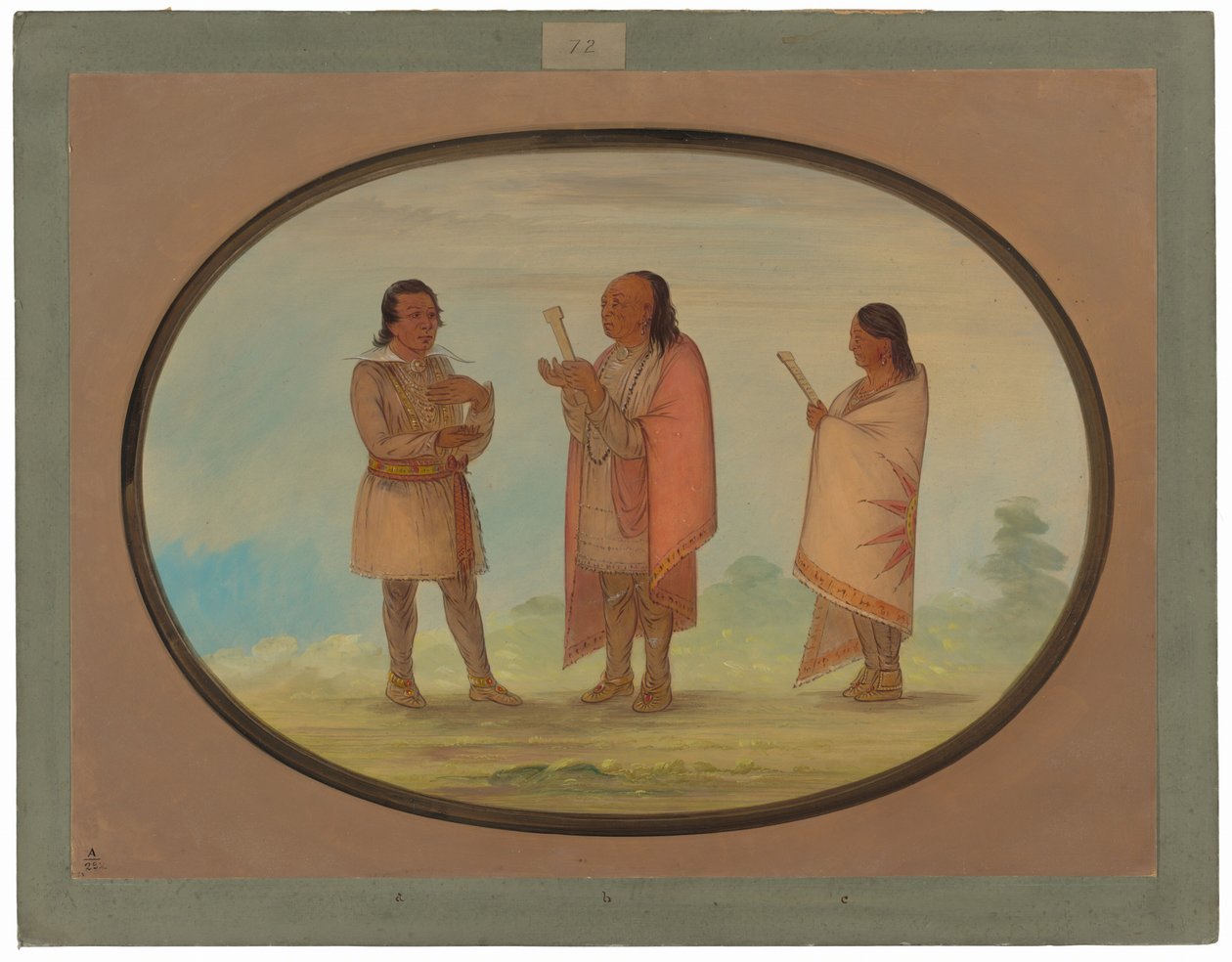 Kickapoo-intiaanit saarnaamassa ja rukoilemassa tekijältä George Catlin